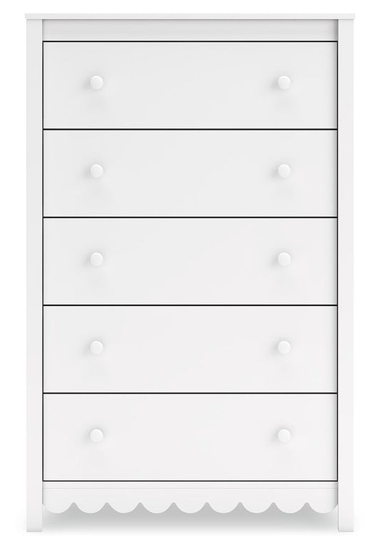 Hallityn - White - Five Drawer Chest - Hornell Furniture Outlet