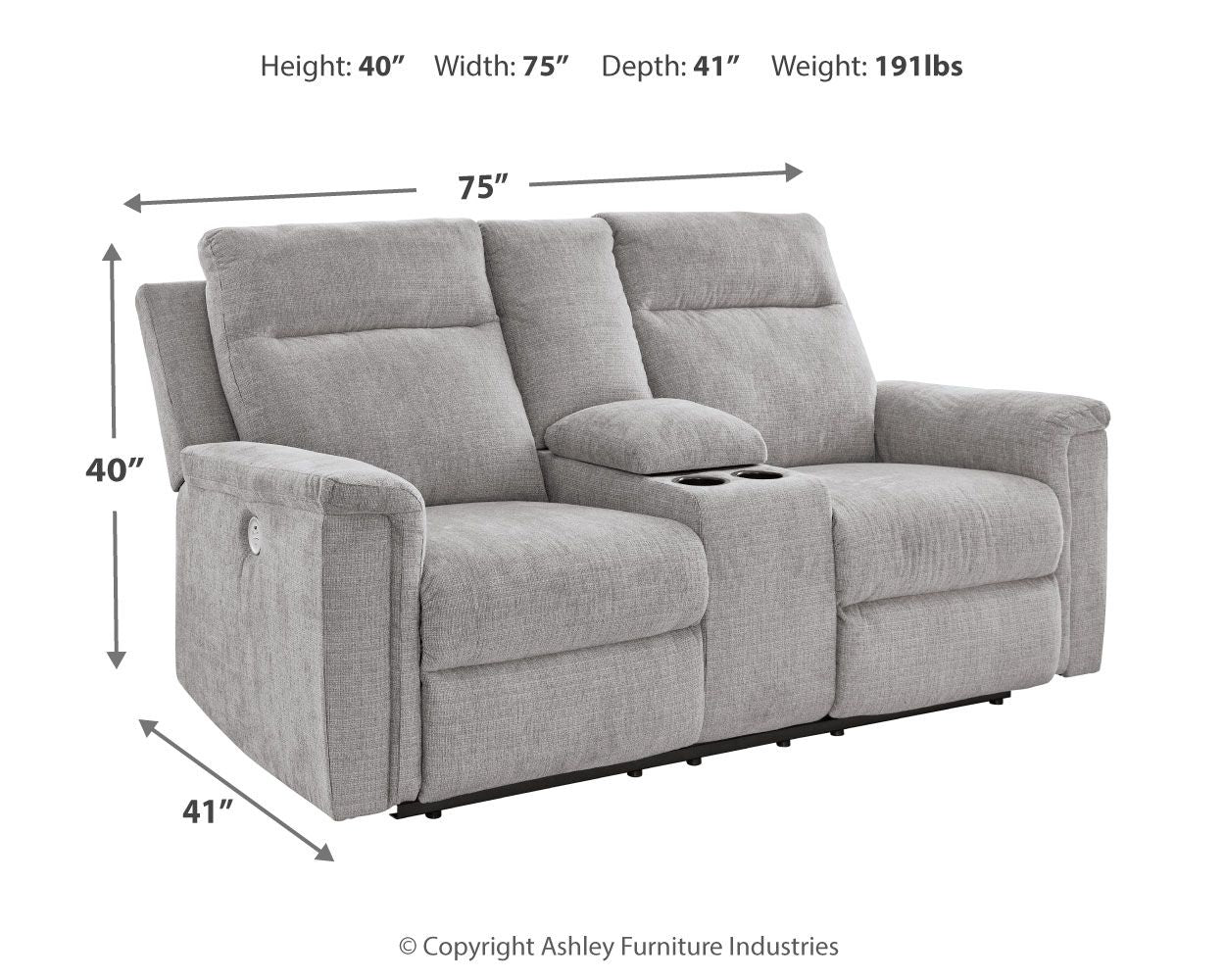 Barnsana - Dbl Power Reclining Loveseat With Console - Hornell Furniture Outlet