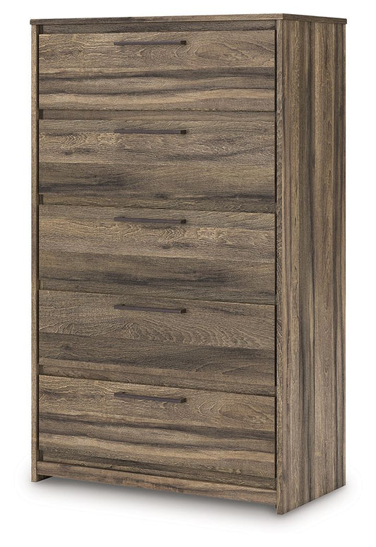 Elbrim - Brown - Five Drawer Chest - Hornell Furniture Outlet