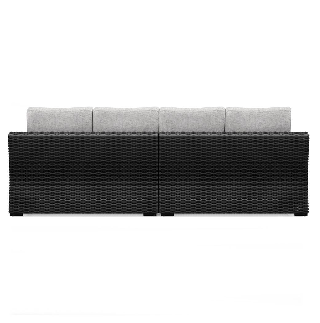 Beachcroft - Black / Light Gray - 2 - Piece Outdoor Loveseat with Cushion - Hornell Furniture Outlet
