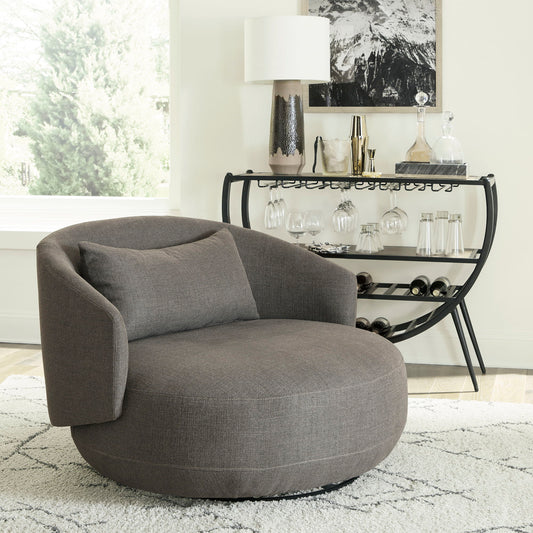 Haley - Upholstered Swivel Cuddler Chair - Hornell Furniture Outlet
