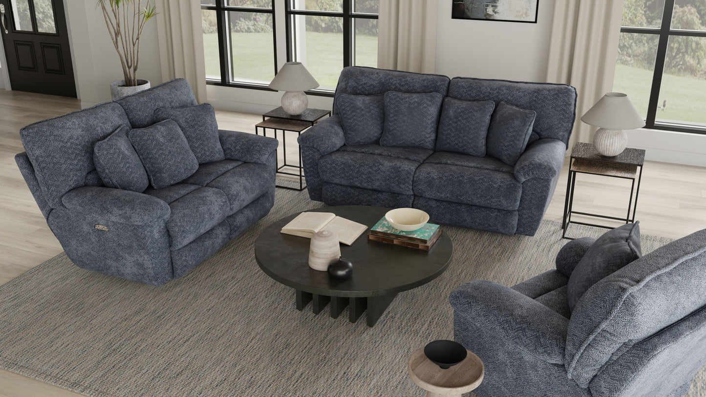 Paxon - Deep Seat Power Lay Flat Recliner With Power Adjustable Headrest - Smoke - Hornell Furniture Outlet