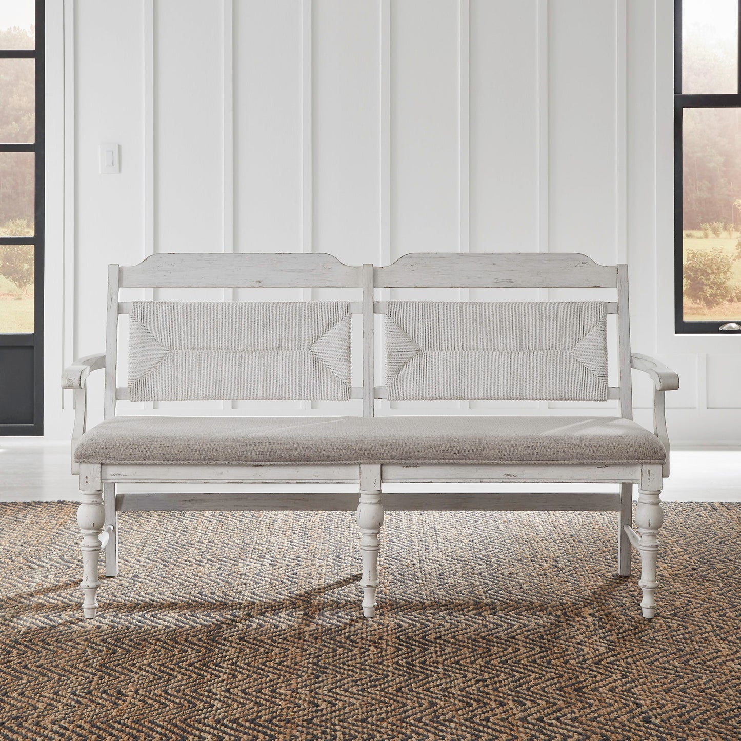 River Place - Panel Back Bench (RTA) - White - Hornell Furniture Outlet