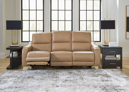 Mosswell - Power Reclining Sofa With Adj Headrest - Toffee - Hornell Furniture Outlet