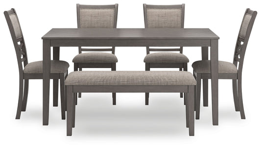 Wrenning - Gray - Dining Room Table Set (Set of 6) - Hornell Furniture Outlet