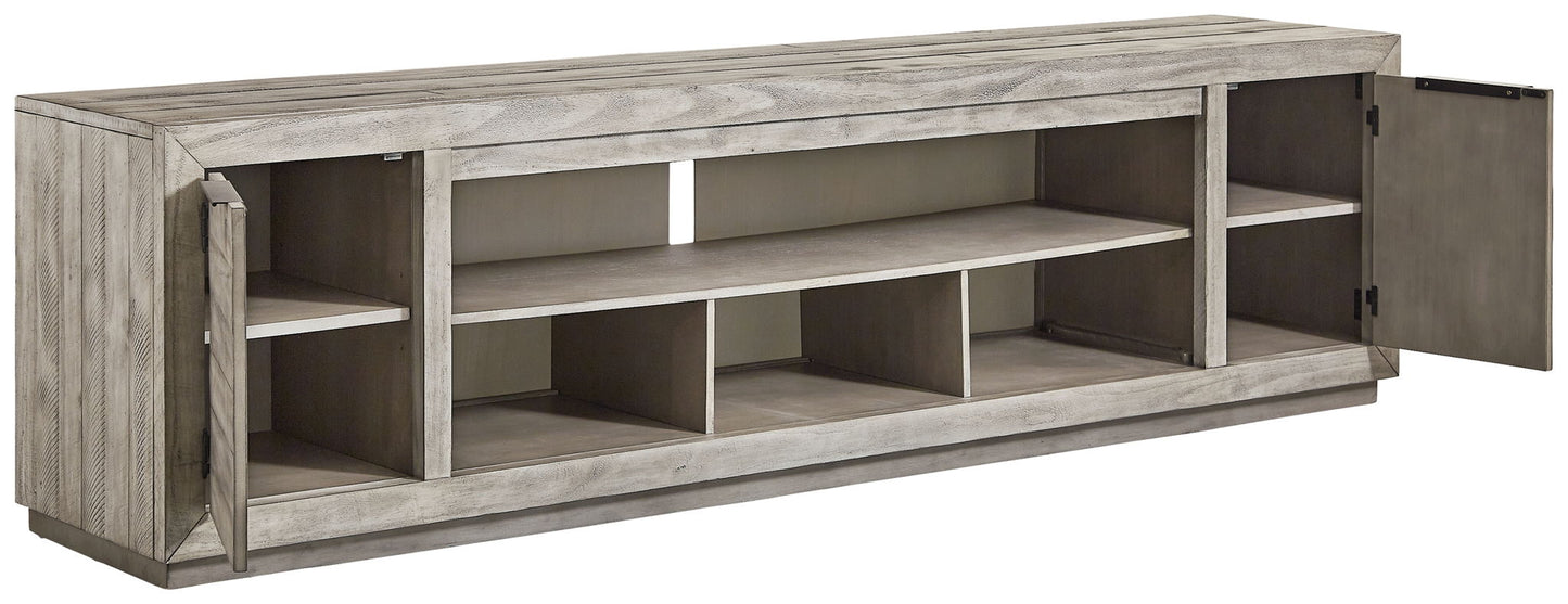 Naydell - Gray - XL TV Stand w/Fireplace Option - Hornell Furniture Outlet