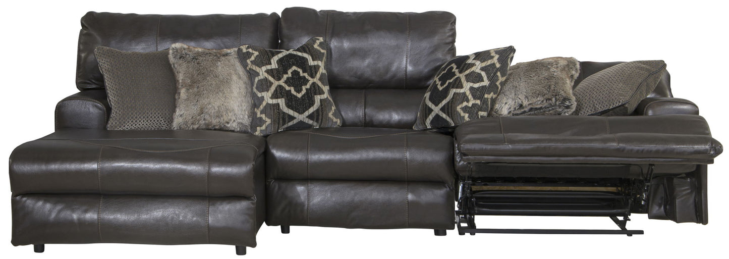 Como - 3 Piece Italian Leather Match Reclining Sectional - Hornell Furniture Outlet