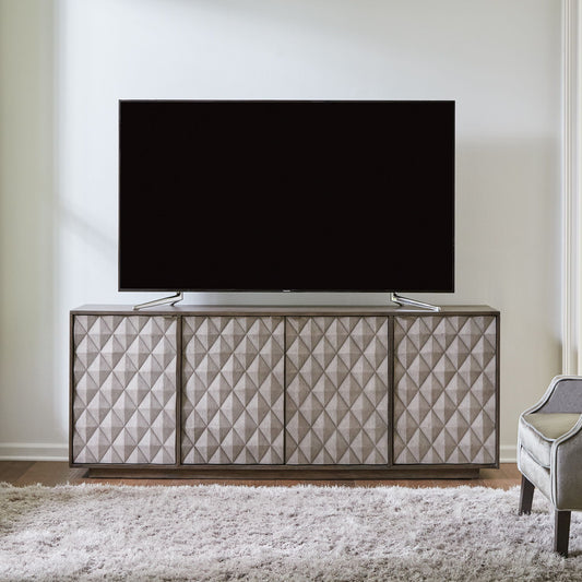 Prism - 82" Accent TV Console - Weathered Bark With Weathered Gray Doors - Hornell Furniture Outlet