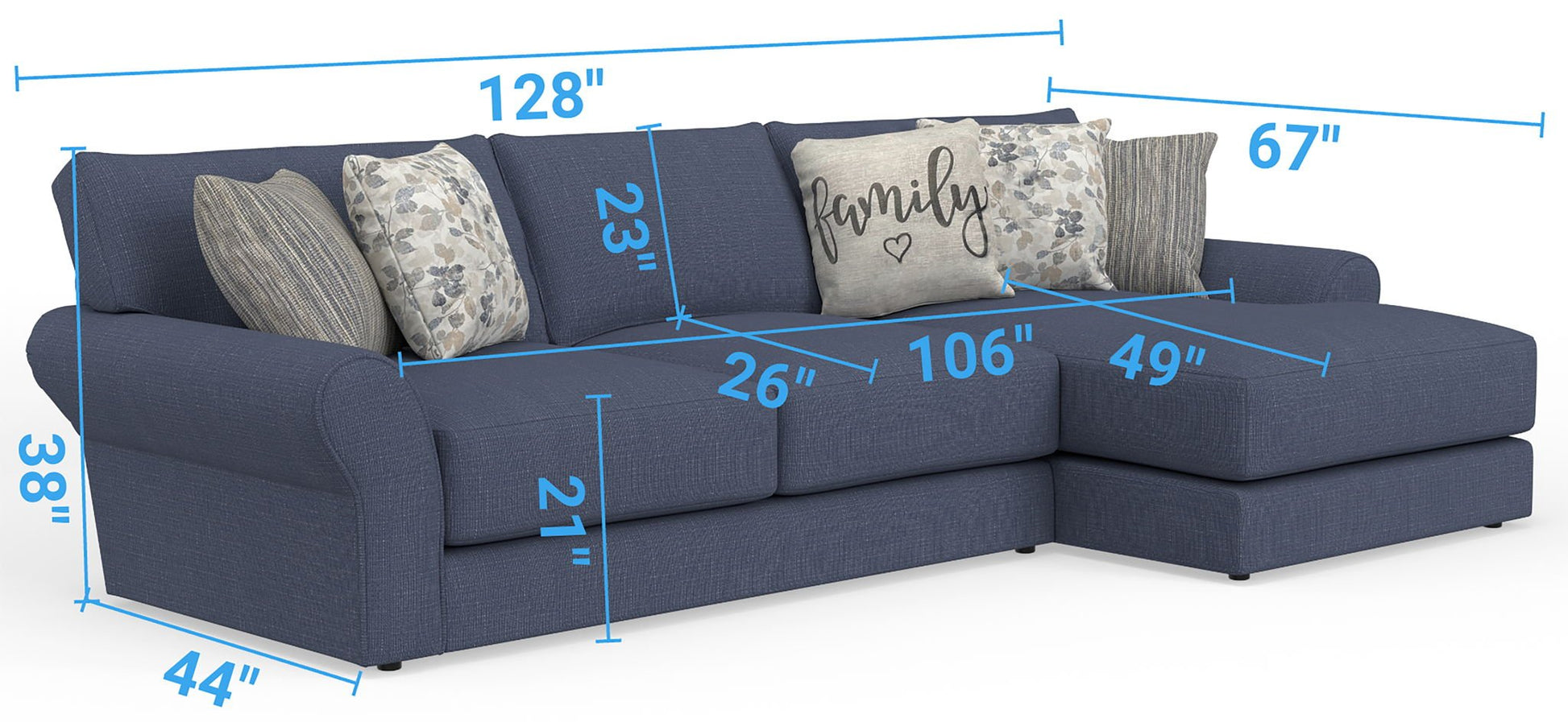 Cape May - Sofa Chaise With Comfort Coil Seating And 5 Accent Pillows Included - Hornell Furniture Outlet