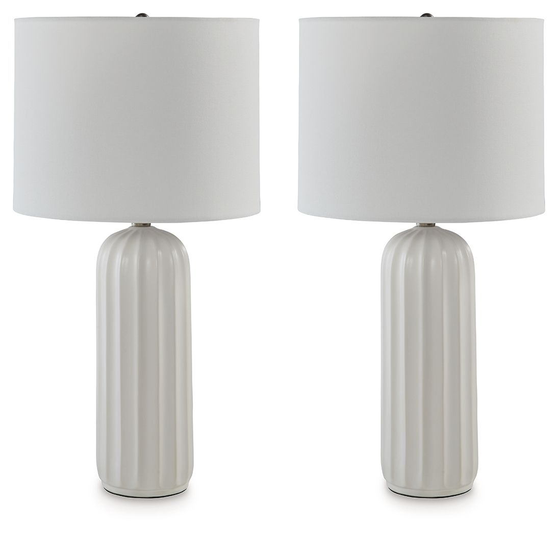 Clarkland - White - Ceramic Table Lamp (Set of 2) - Hornell Furniture Outlet