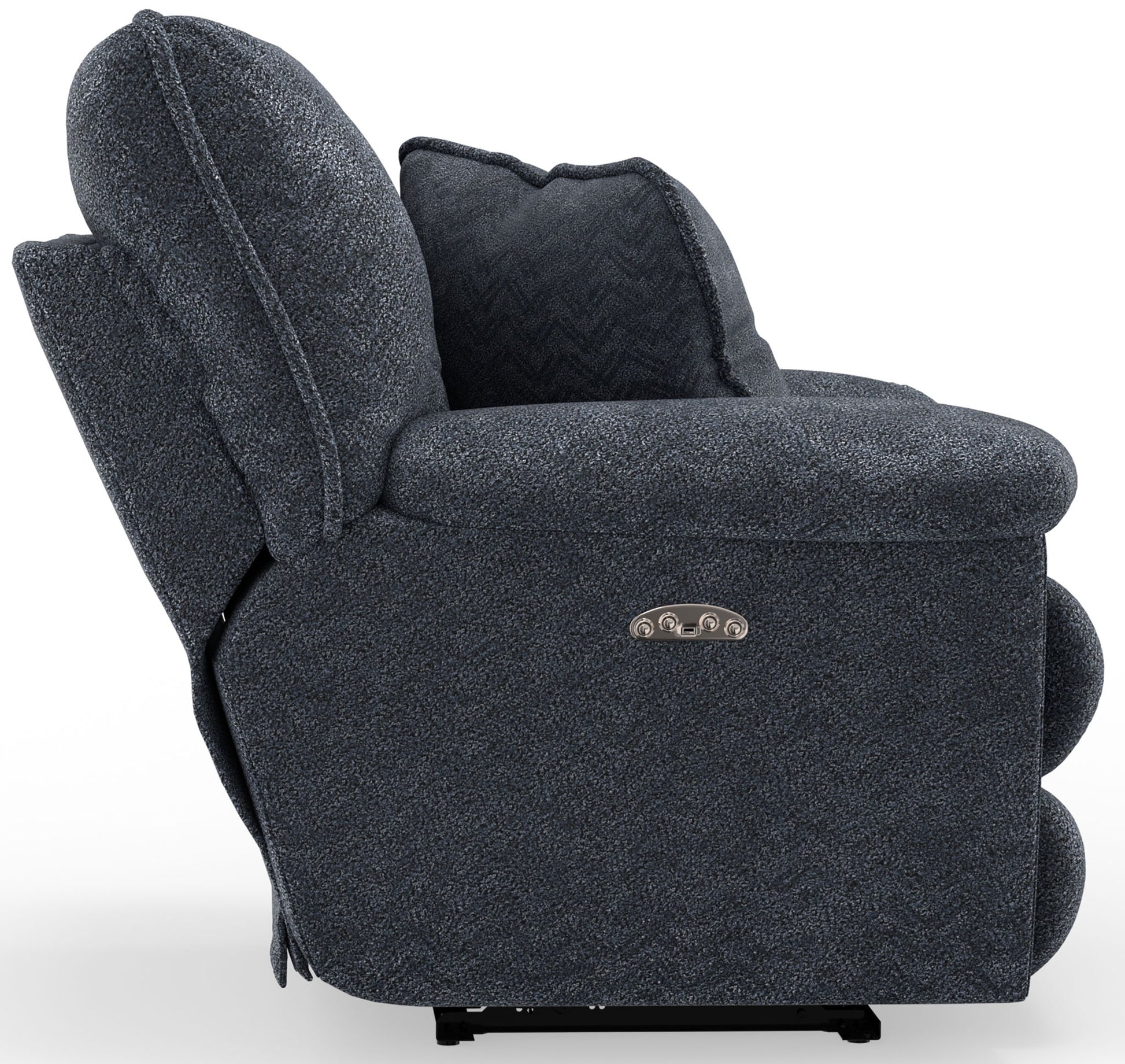 Paxon - Deep Seat Power Lay Flat Recliner With Power Adjustable Headrest - Smoke - Hornell Furniture Outlet