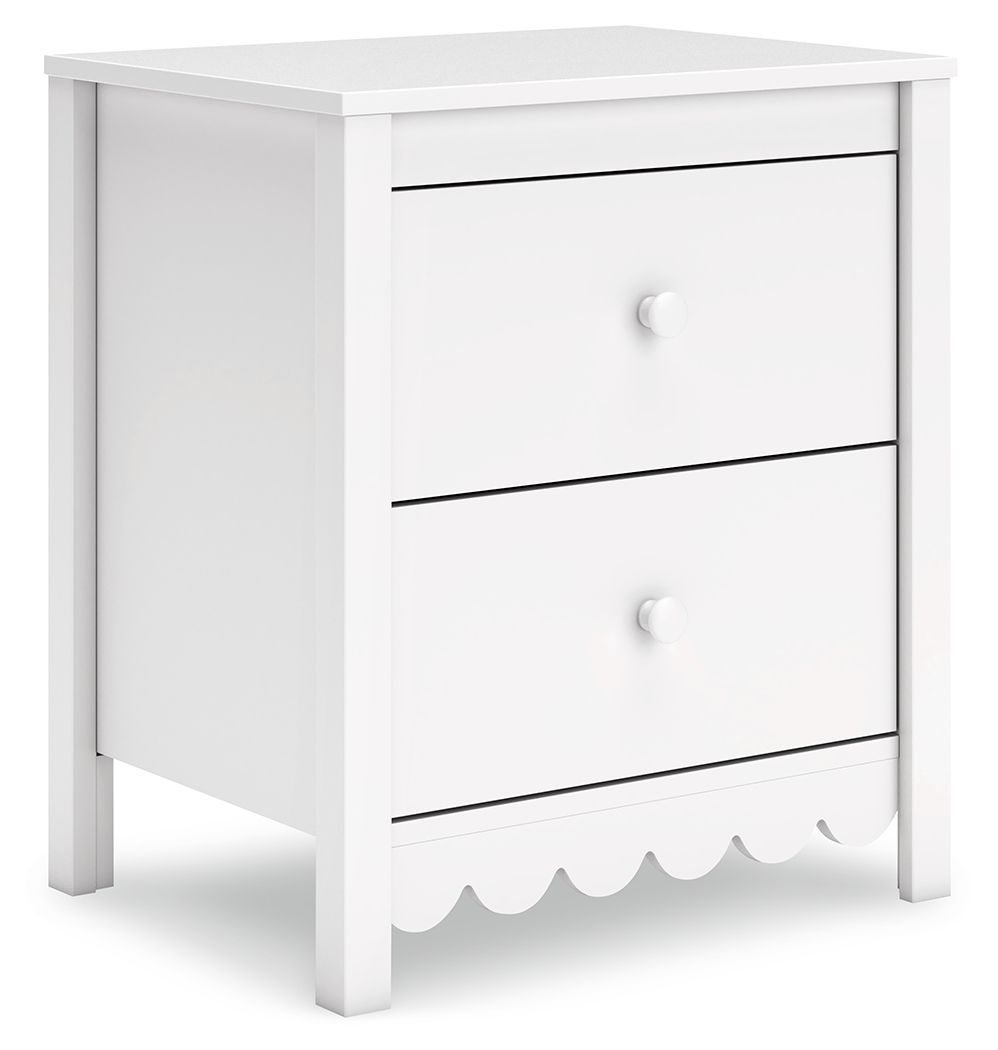 Hallityn - White - Two Drawer Night Stand - Hornell Furniture Outlet