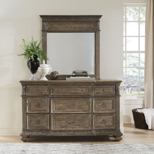 Carlisle Court - Dresser & Mirror - Medium Brown - Hornell Furniture Outlet