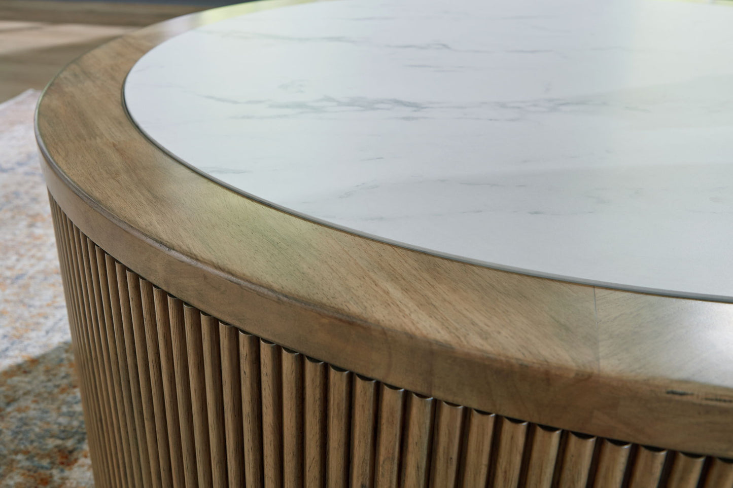 Camdill - Light Brown / White - Round Cocktail Table - Hornell Furniture Outlet