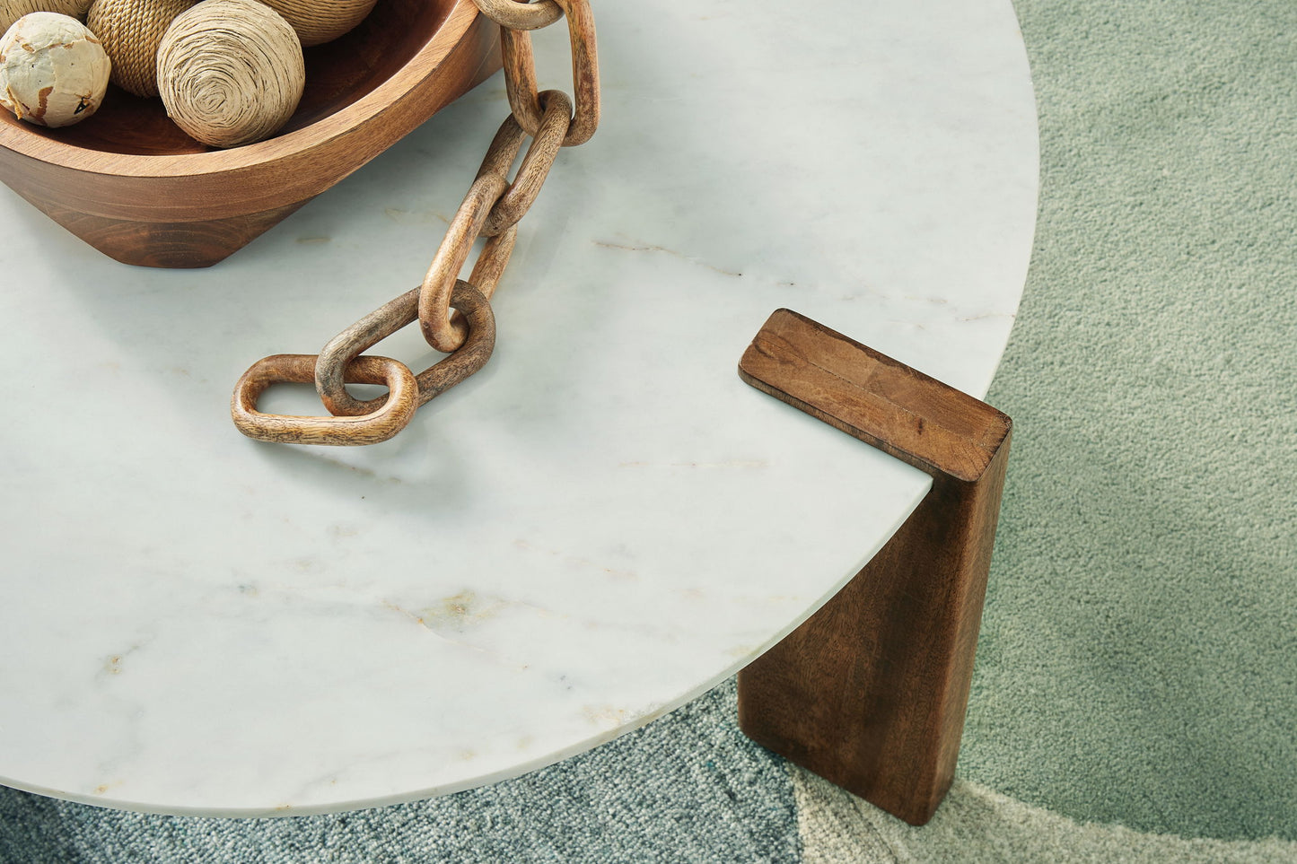 Isanti - White / Brown - Round Cocktail Table - Hornell Furniture Outlet