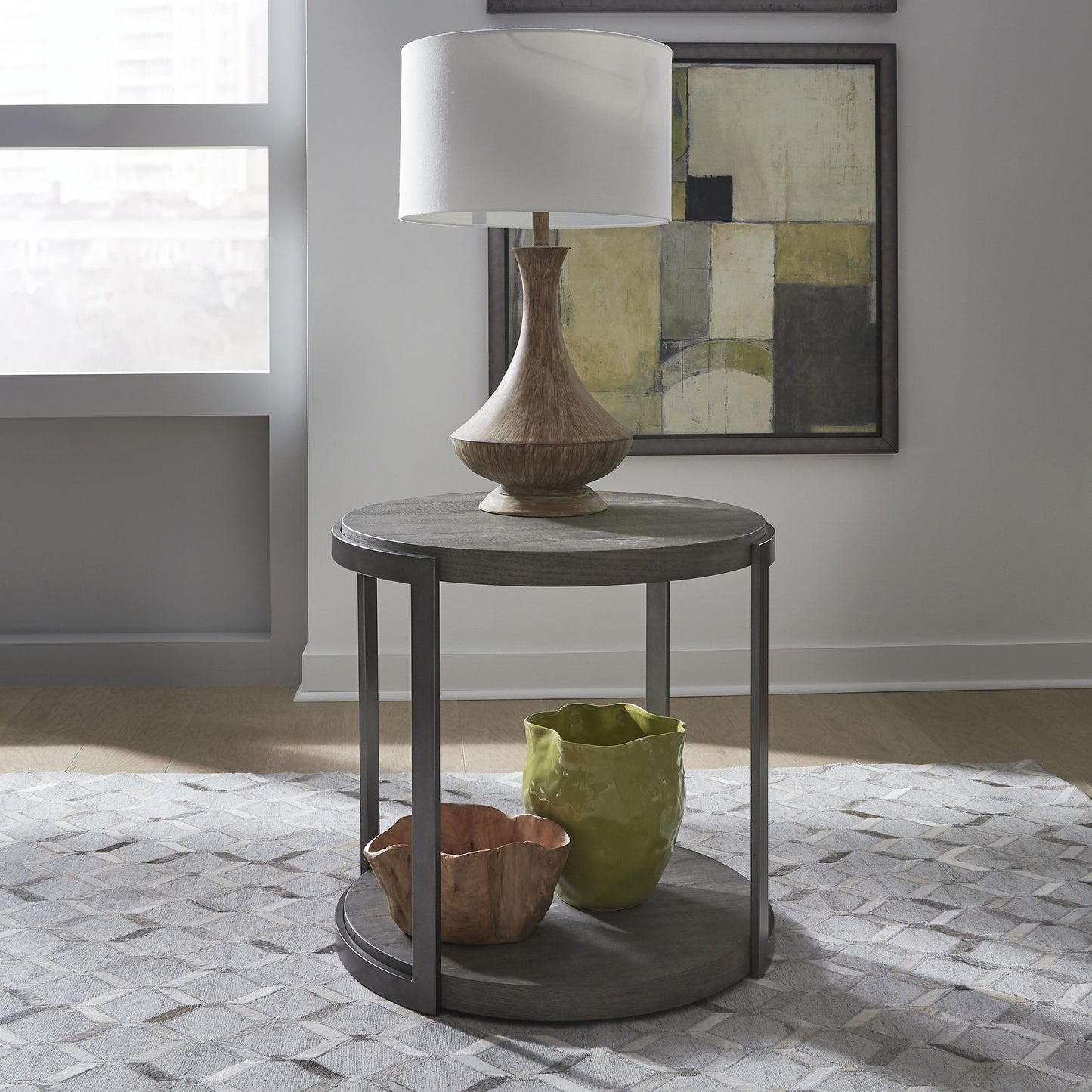 Modern View - Round End Table - Dark Gray - Hornell Furniture Outlet