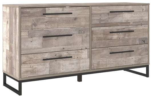 Neilsville - Whitewash - Six Drawer Dresser - Vinyl - Wrapped - Hornell Furniture Outlet