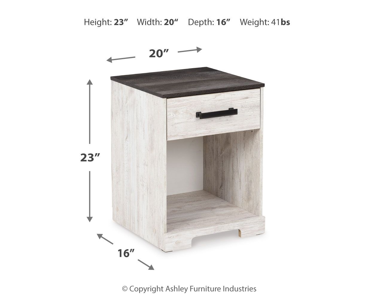 Shawburn - White / Black / Gray - One Drawer Night Stand - Open Cubby - Hornell Furniture Outlet