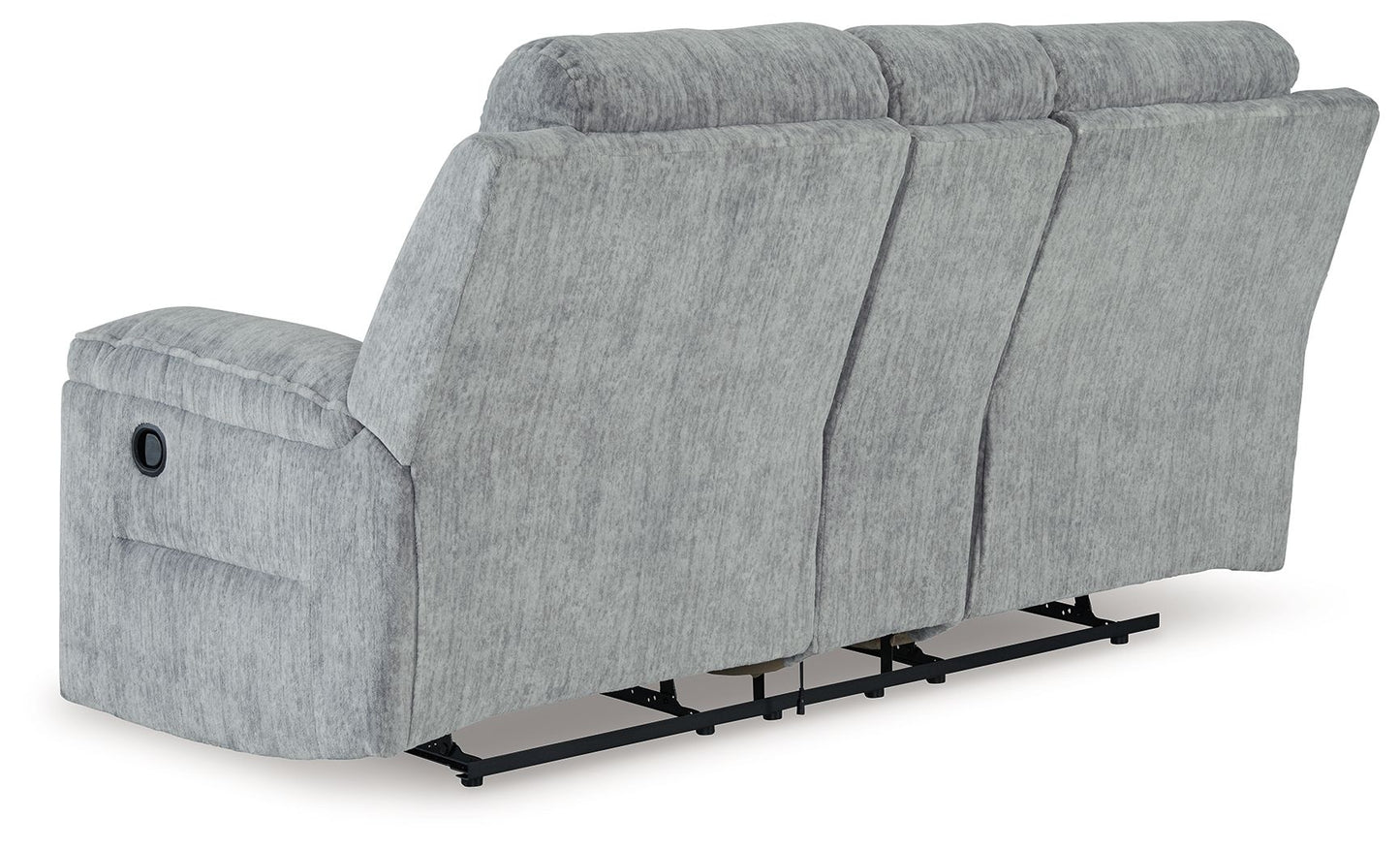 Buntington - Pewter - Dbl Reclining Loveseat with Console - Hornell Furniture Outlet