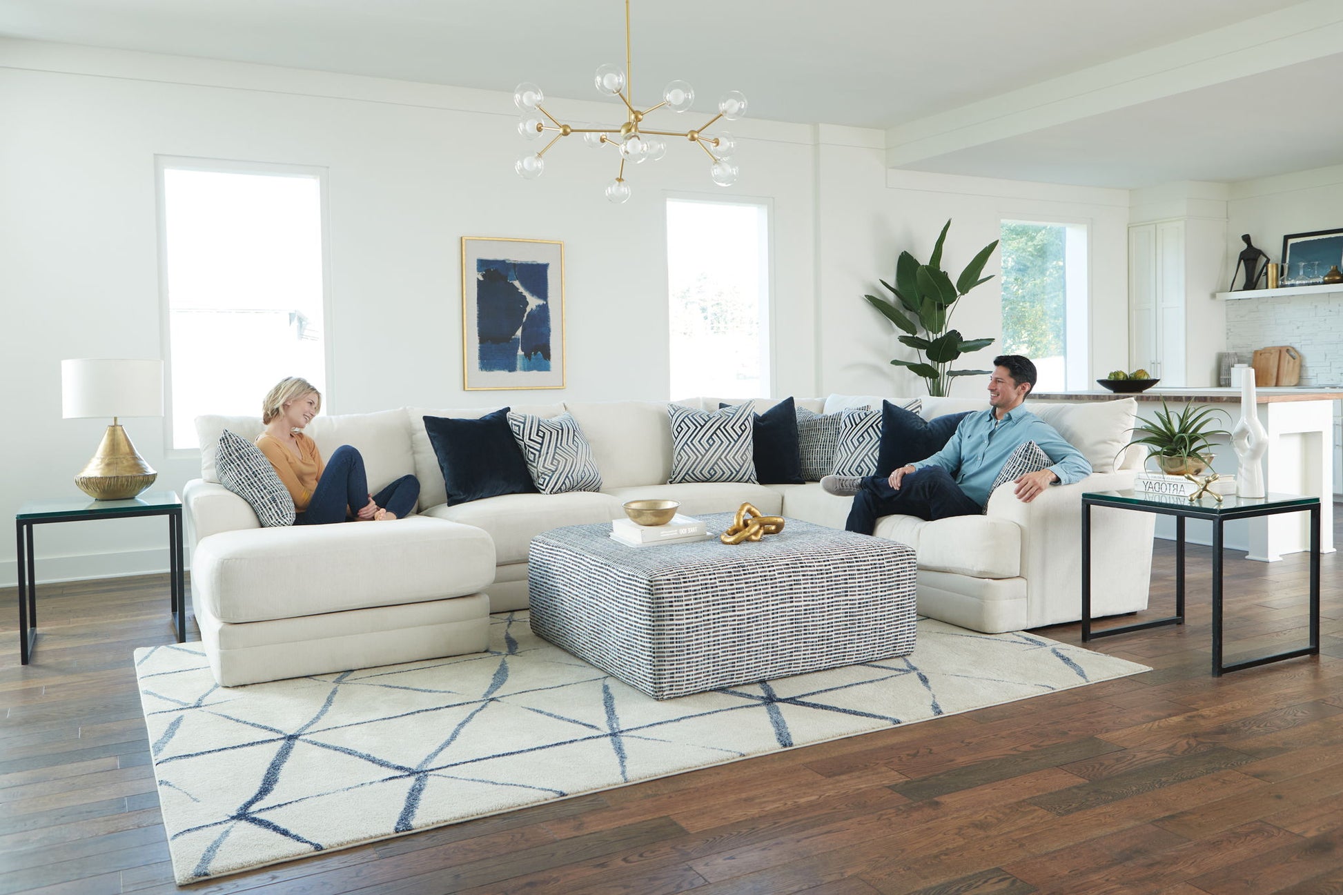 Polaris - Sectional With Comfort Coil Seating, 9 Included Accent Pillows And Included Cocktail Ottoman - Hornell Furniture Outlet