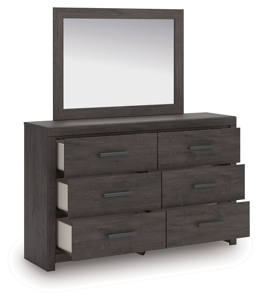 Prendonea - Charcoal - Dresser and Mirror - Hornell Furniture Outlet