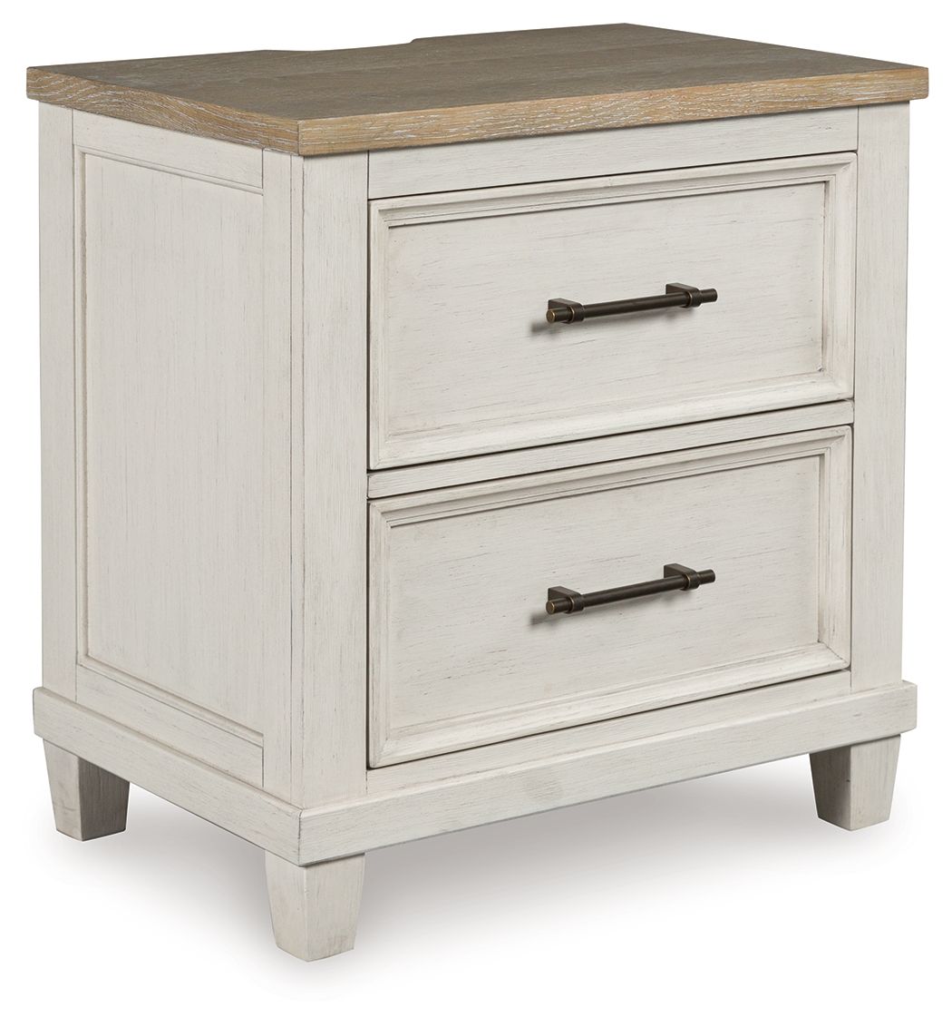 Shaybrock - Antique White / Brown - Two Drawer Night Stand - Hornell Furniture Outlet