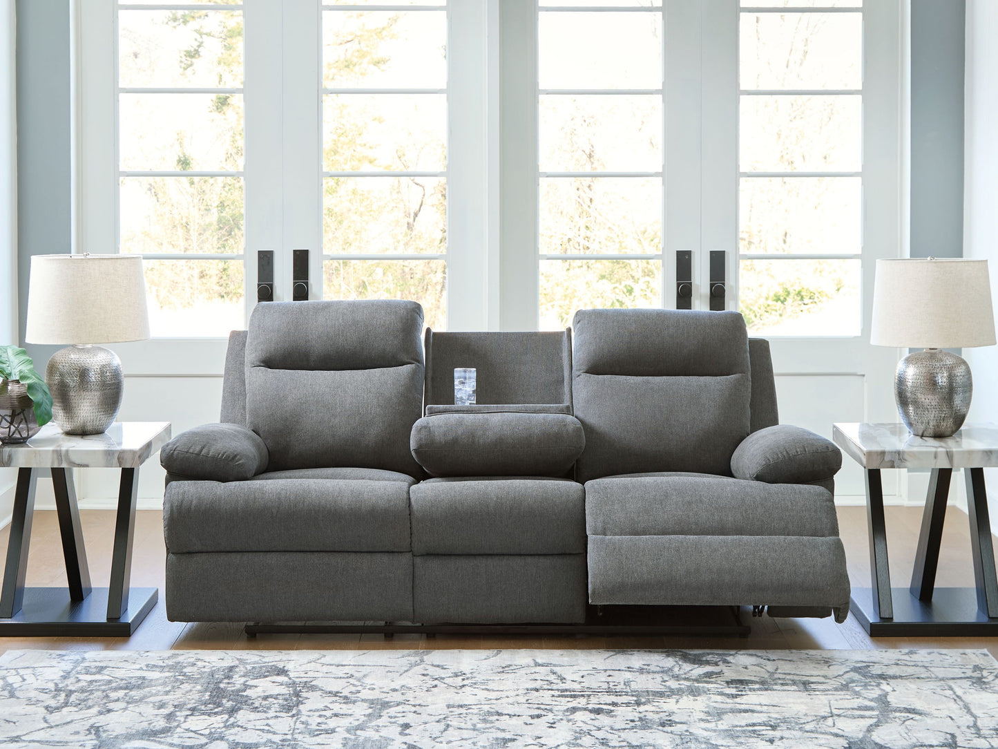 Side - Swipe - Reclining Sofa With Drop Down Table - Hornell Furniture Outlet