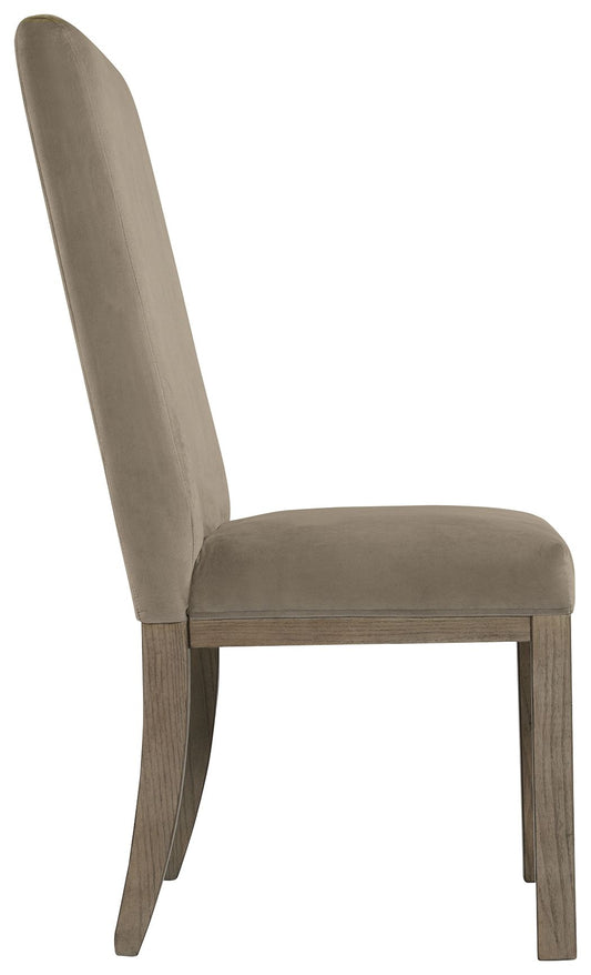 Chrestner - Gray / Brown - Dining UPH Side Chair (Set of 2) - Hornell Furniture Outlet