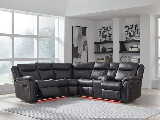 Sultan Meadow - Carbon - 2 - Piece Reclining Sectional - Hornell Furniture Outlet