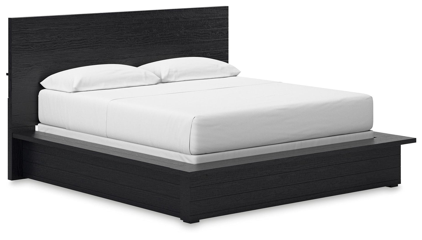 Londer - Black - California King Panel Bed - Hornell Furniture Outlet