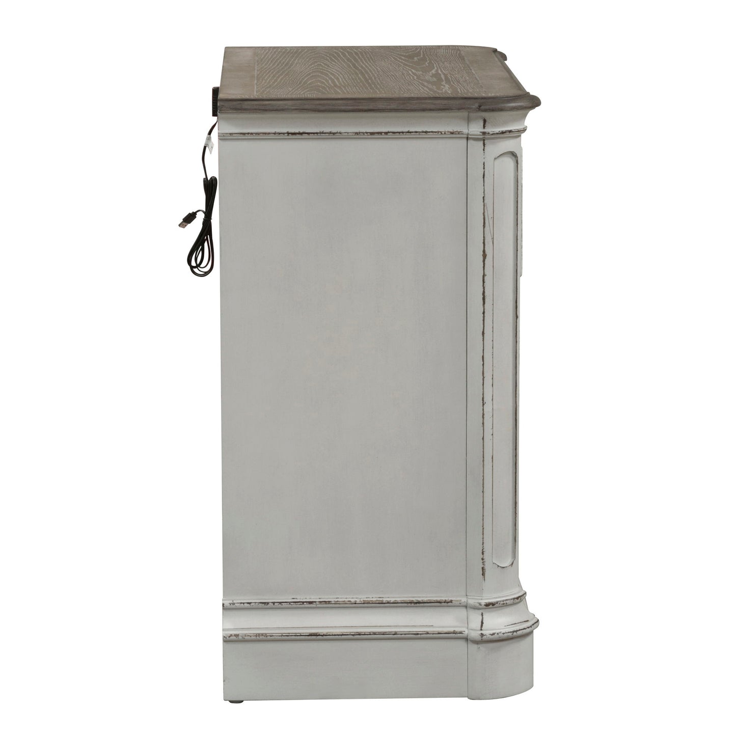 Magnolia Manor - 3 Drawer Bedside Chest With Charging Station - White - Hornell Furniture Outlet