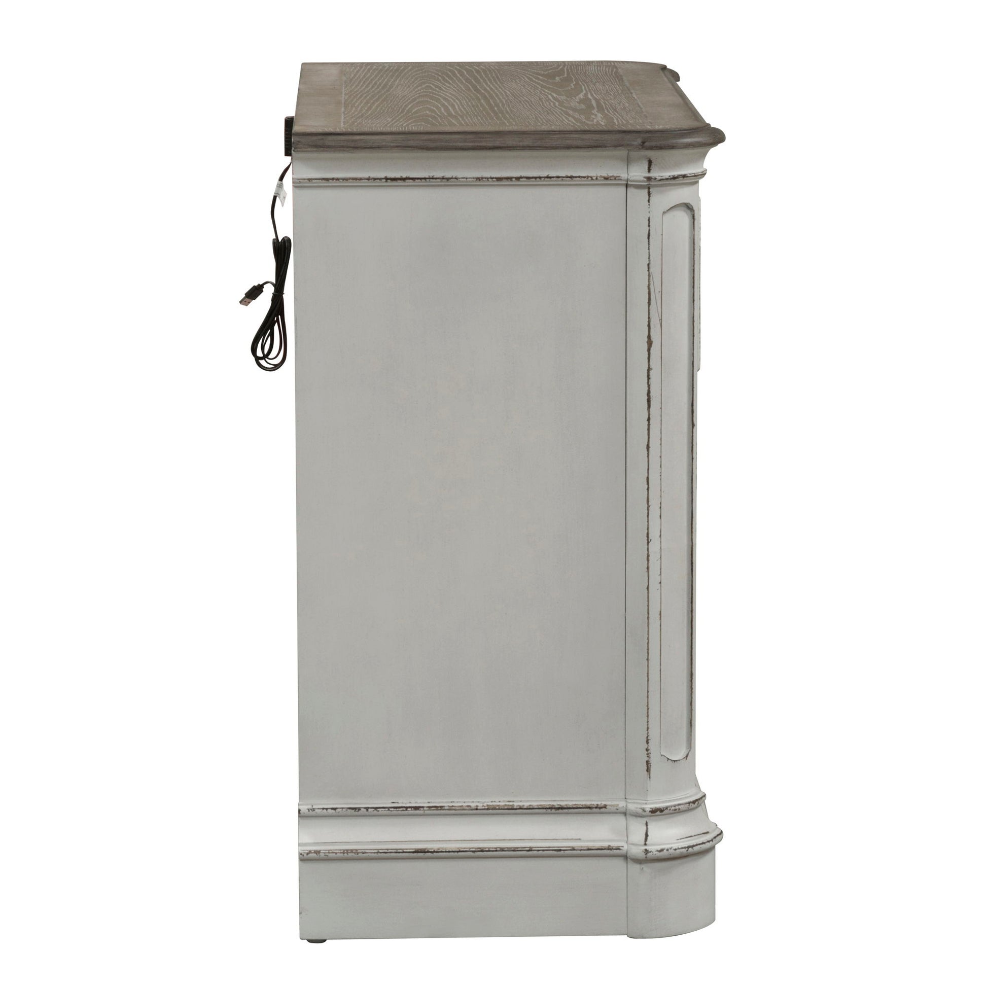 Magnolia Manor - 3 Drawer Bedside Chest With Charging Station - White - Hornell Furniture Outlet