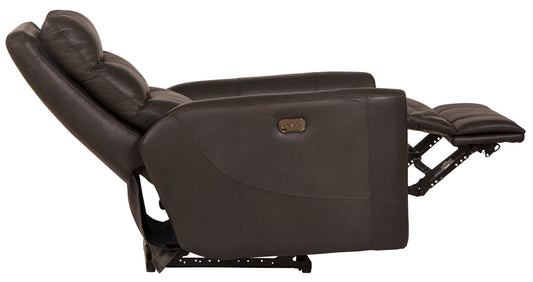 Bosa - Leather Power Recliner - Charcoal - Hornell Furniture Outlet