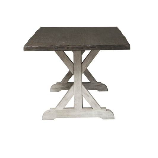 Willowrun - Trestle Table - Rustic White - Hornell Furniture Outlet