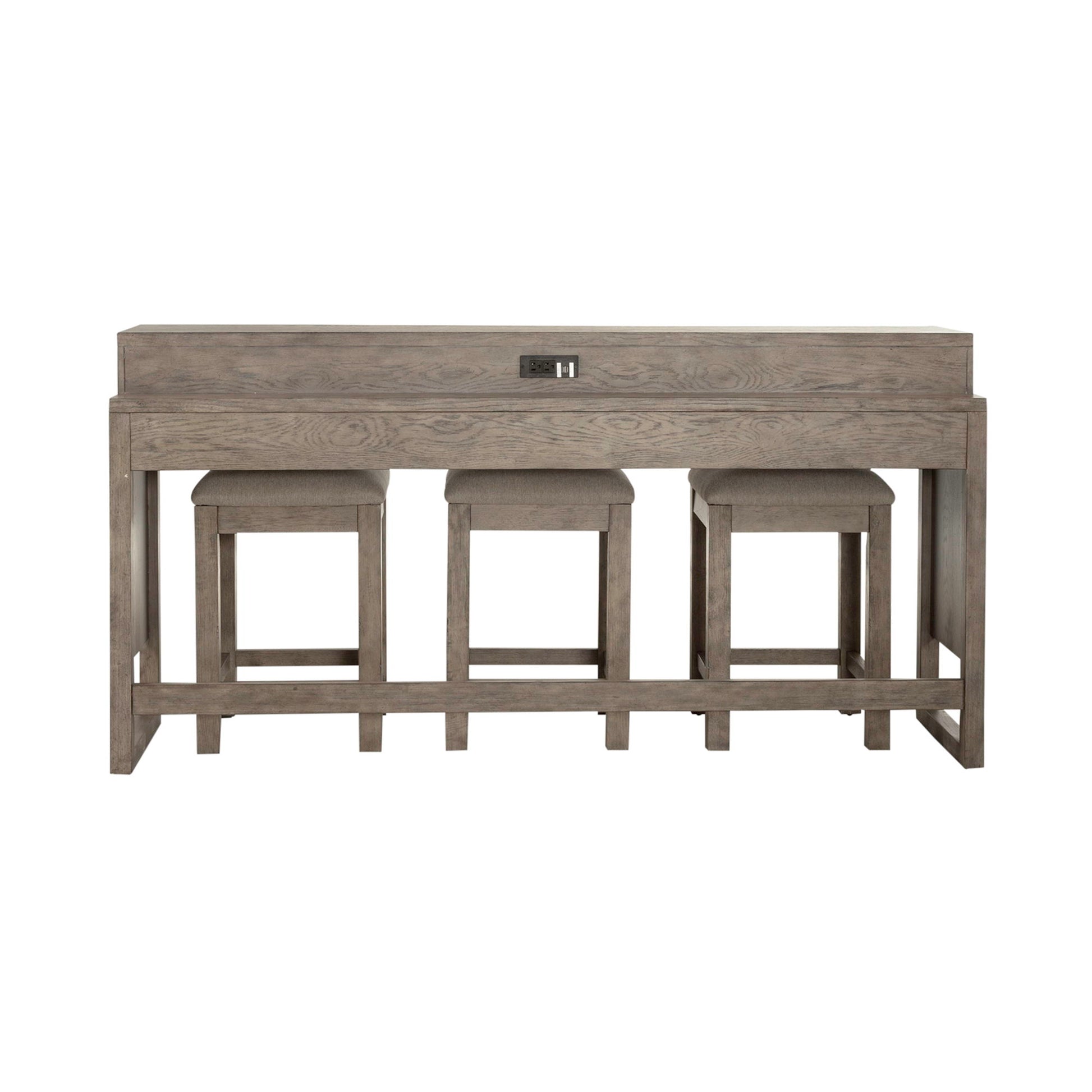Bartlett Field - 4 Piece Living Room Set (Console Bar Table & 3 Console Stools) - Gray - Hornell Furniture Outlet