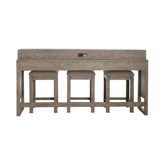 Bartlett Field - 4 Piece Living Room Set (Console Bar Table & 3 Console Stools) - Gray - Hornell Furniture Outlet