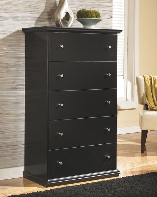 Maribel - Black - Five Drawer Chest - Hornell Furniture Outlet