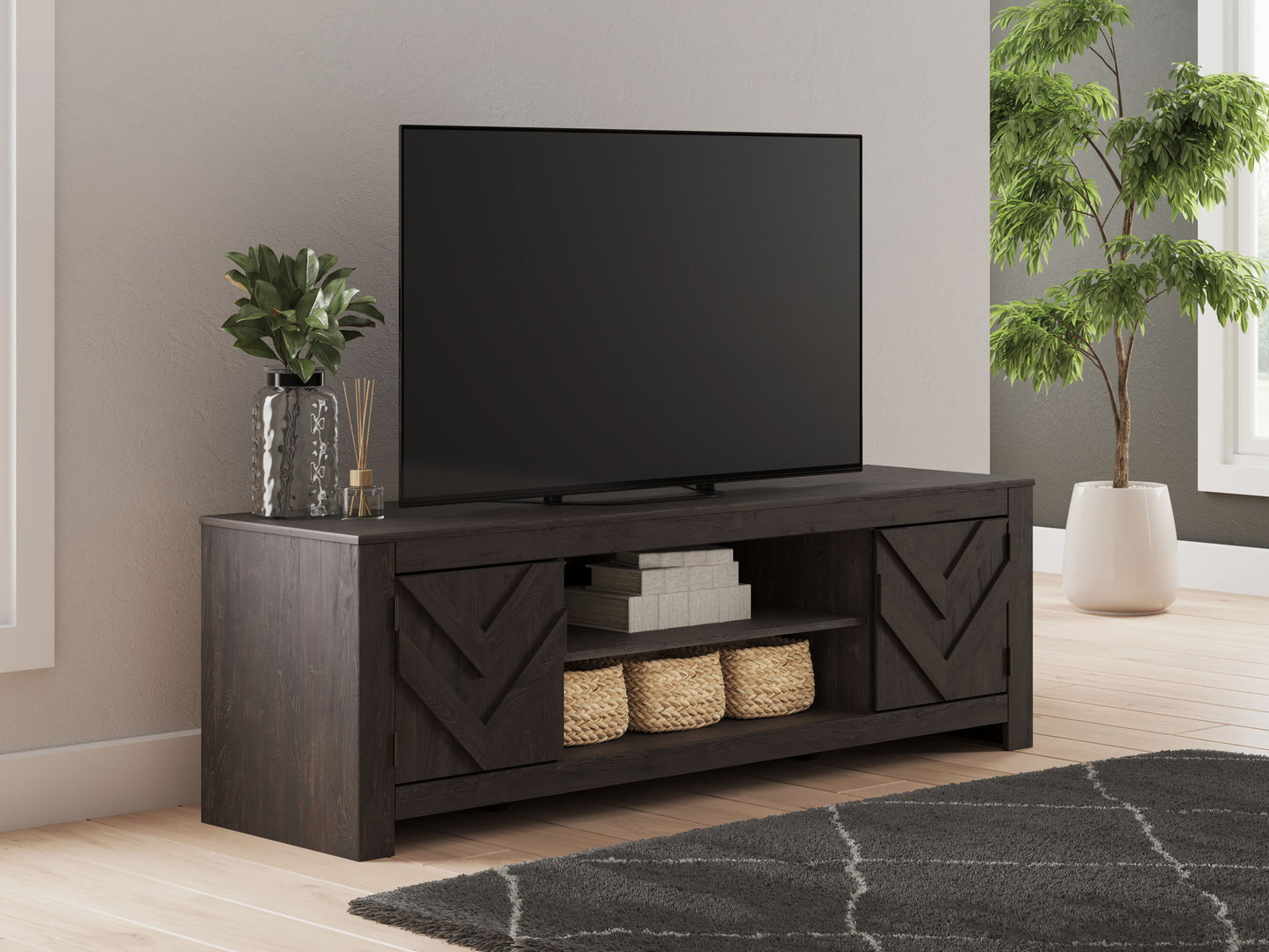 Cayboni - LG TV Stand With Fireplace Option - Hornell Furniture Outlet