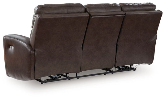 Crossplex - Smoke - Power Recline Sofa With Adjustable Headrest - Hornell Furniture Outlet