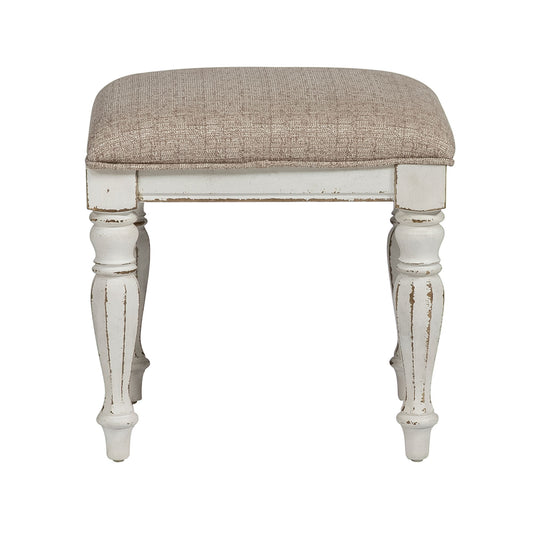 Magnolia Manor - Vanity Stool - White - Hornell Furniture Outlet