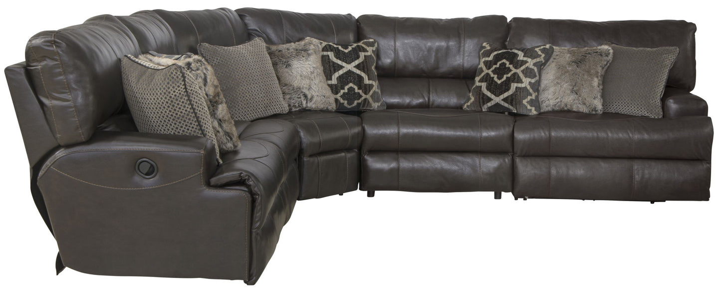 Como - 5 Piece Italian Leather Match Reclining Sectional - Hornell Furniture Outlet