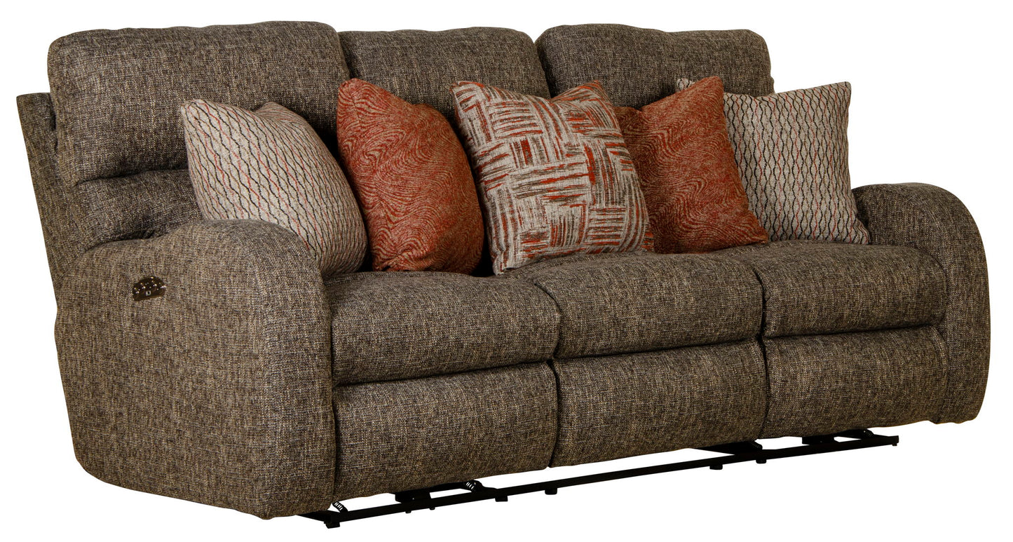 Liam - Power Headrest Power Lay Flat Reclining Sofa - Coal - Hornell Furniture Outlet