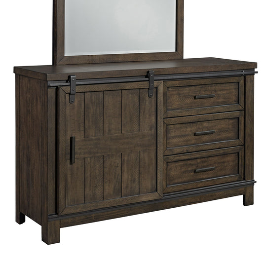 Thornwood Hills - Barn Door Dresser - Dark Brown - Hornell Furniture Outlet