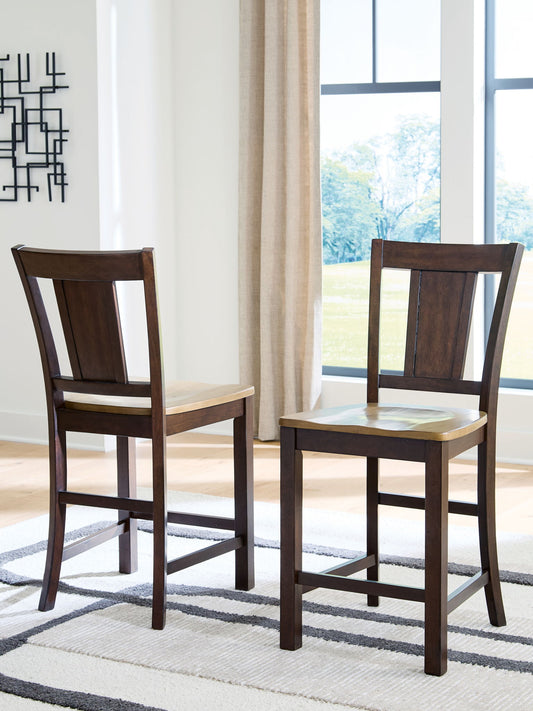 Rylandeen - Barstool (Set of 2) - Light Brown / Dark Brown - Hornell Furniture Outlet