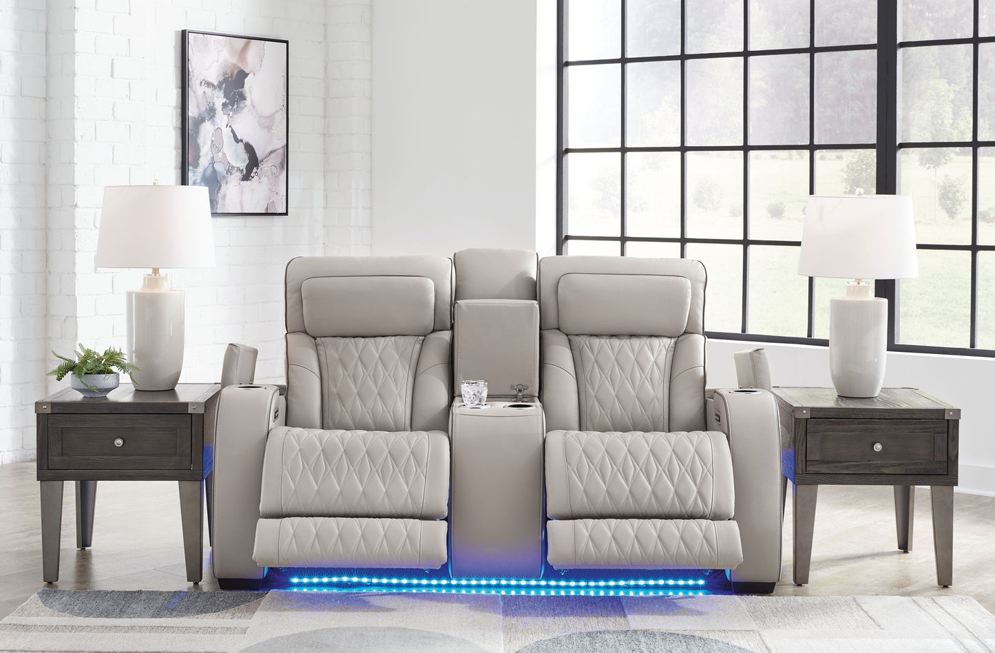 Boyington - Power Reclining Loveseat With Console/Adj Hdrst - Hornell Furniture Outlet