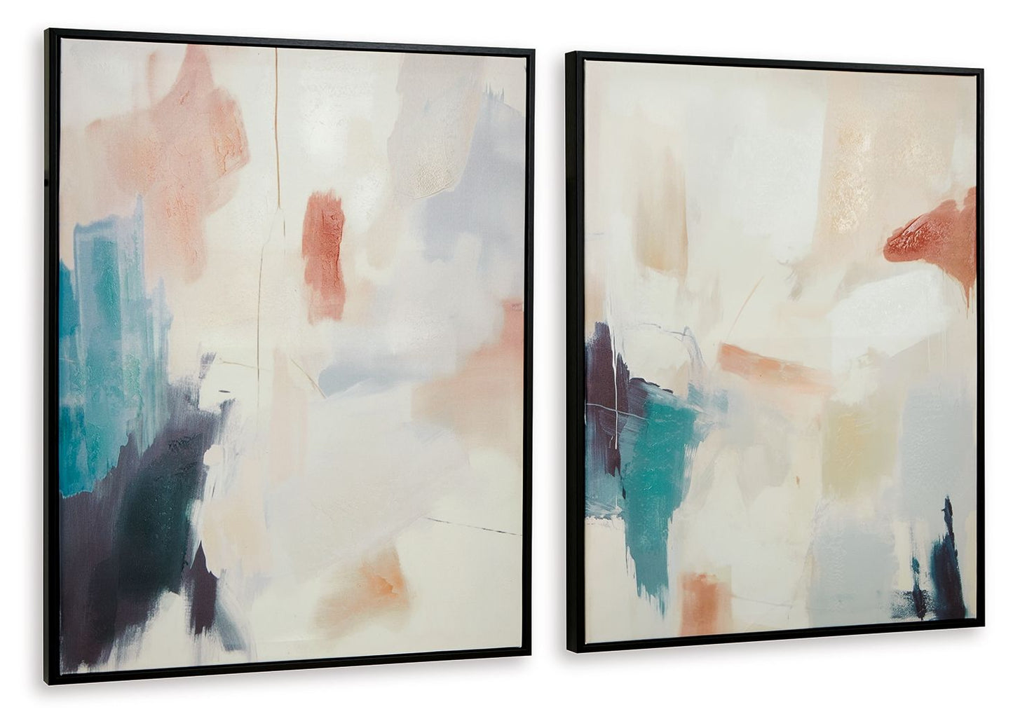 Caldish - Blue / White / Pink - Wall Art Set (Set of 2) - Hornell Furniture Outlet