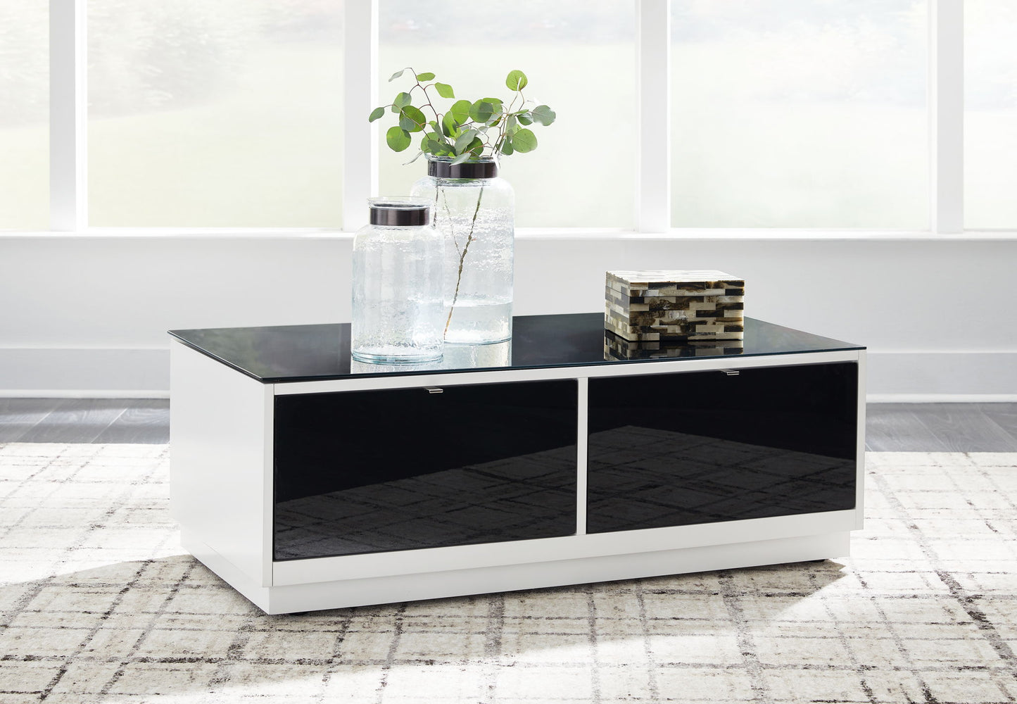 Gardoni - White / Black - Rectangular Cocktail Table - Hornell Furniture Outlet