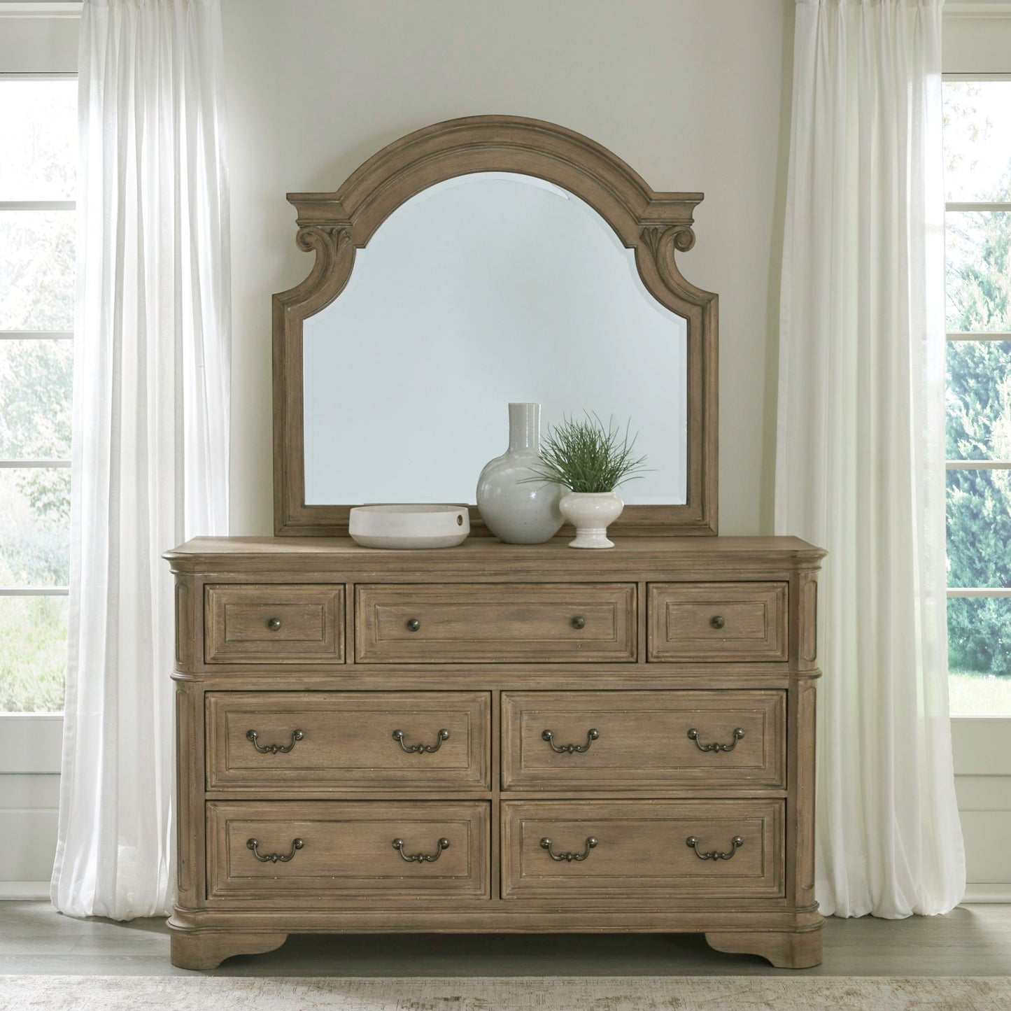 Magnolia Manor - Dresser & Mirror - Light Brown - Hornell Furniture Outlet
