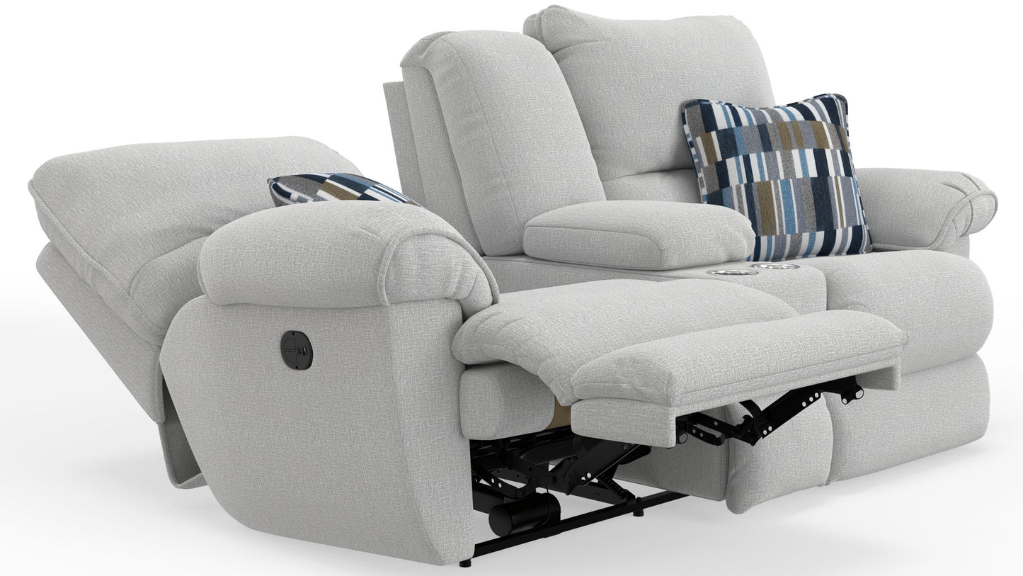 Lenny - Power Lay Flat Reclining Console Loveseat - Hornell Furniture Outlet