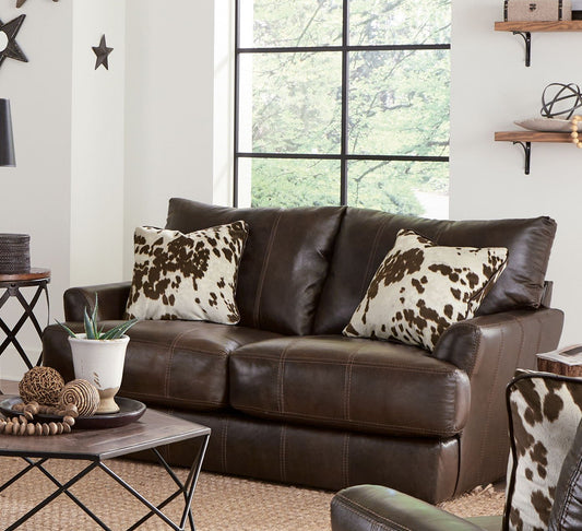Pavia - Top Grain Italian Leather Loveseat With Cuddler Cushions - Cocoa - Hornell Furniture Outlet